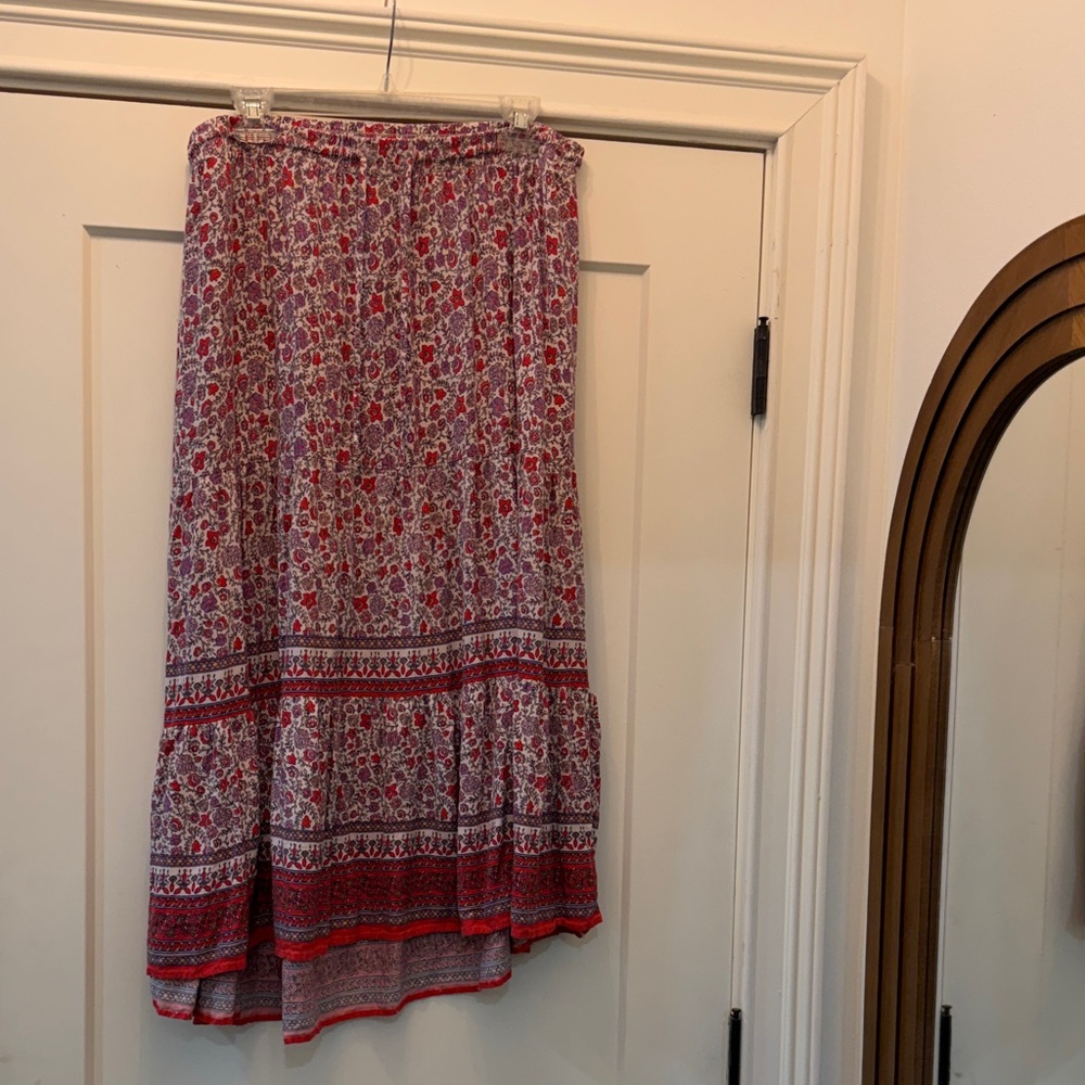 Knox Rose Red and White Floral Maxi Skirt